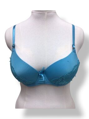 Mamia Women’s 1/2 Lace Front Cup Padded Bra, Blue, size 40C